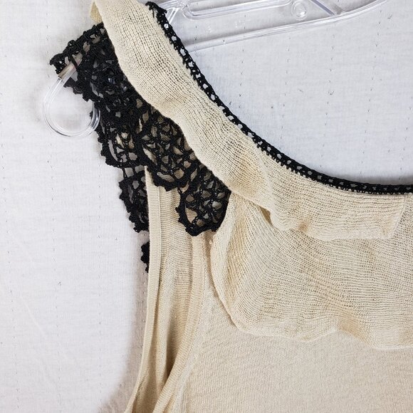 Banana Republic Silk Linen Asymmetric Gathered Top Tank Ruffled Boho Twee size S - Picture 9 of 11